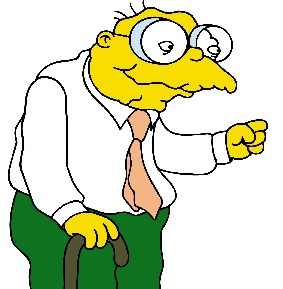 simpsons character who is short and wrinkly with glasses