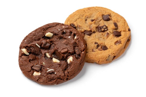 picture of a chocolate chip and a double chocolate cookie